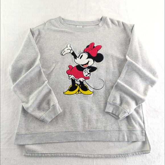 Disney Minnie High Low Crewneck Sweatshirt Chenille Patch Women's XXL - Picture 1 of 8